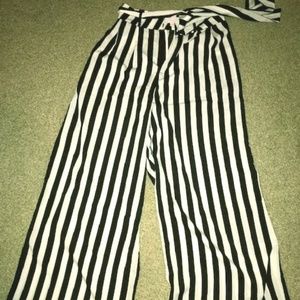 Black and White Striped Pants